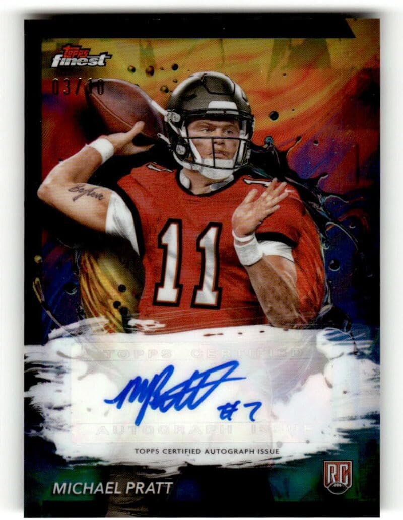 2024 Topps Finest Rookie Autograph Red Refractor #RFA-MP Michael Pratt RC AUTO 3/10 Tampa Bay Buccaneers Football Trading Card