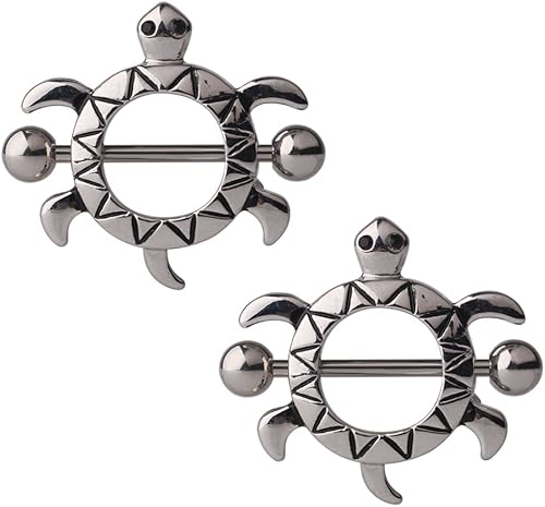 Miniatura 2 de Ruifan Fashion - Piercing para pezón y barra para pezón (acero quirúrgico 316L, 4 unidades)