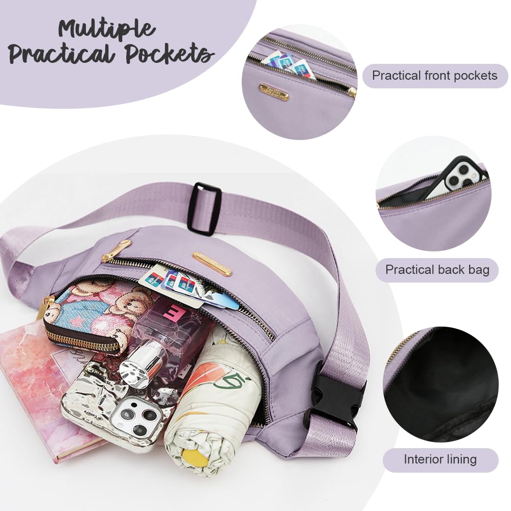 Marsupio Donna Uomo,Marsupio Sportivo de Viaggio,SZMK Fanny Pack Waist,Bum Bag Belt,Marsupi Lavoro a Tracolla Regolabile,Borsa Monospalla da Shopping per Viaggi, running, Uso Quotidiano - Viola
