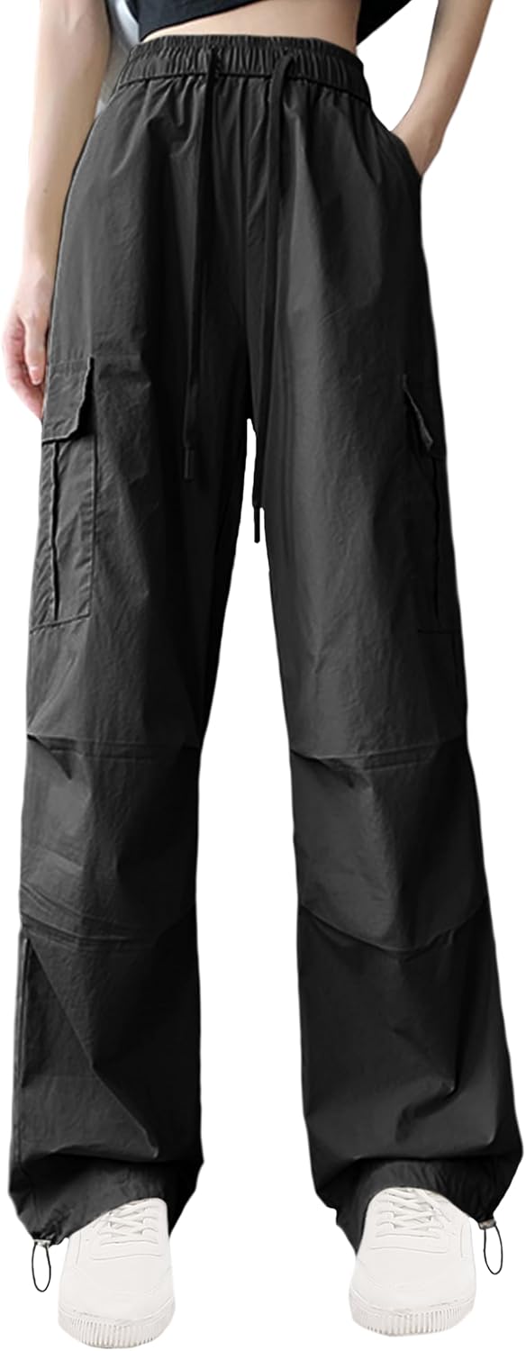 Womens Hiking Pants UPF 50+ Quick Dry Parachute Cargo Joggers Sweatpants with Pockets