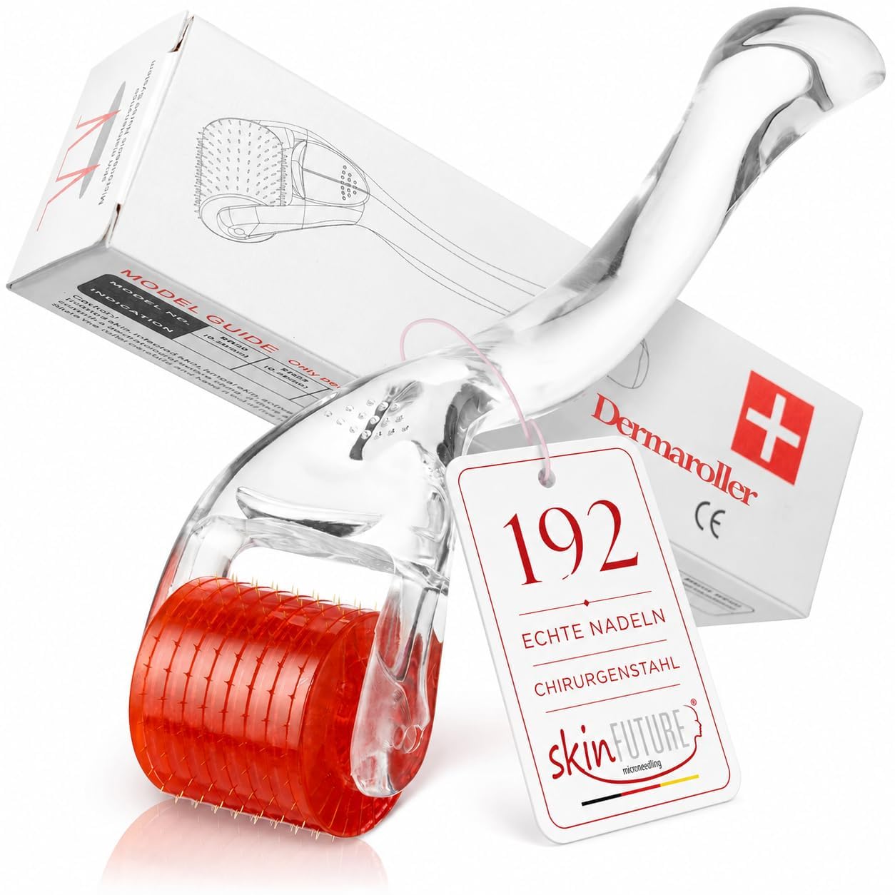Dermaroller- 192 ECHTE NADELN- Microneedling Roller für zuhause - Professioneller Nadelroller 0,25 mm für Gesicht und Körper - Straffung und Modellierung
