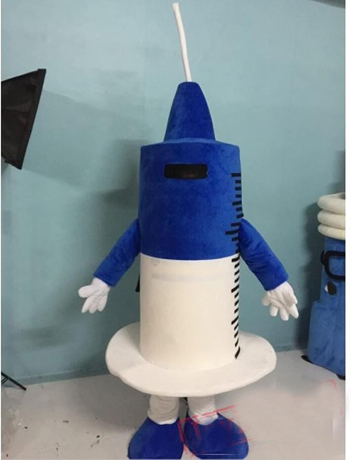 Lovely Blue White Injection Syringe Injector Squirt Mascot Costume Medical Utensils With White Syringe Needle