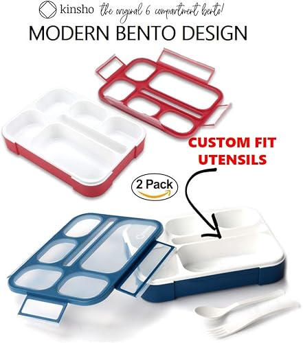 Miniatura 2 de Lonchera Bento para niños loncheras a prueba de fugas, recipientes para aperitivos para niños y niñas con 6 compartimentos, escuela, guardería,