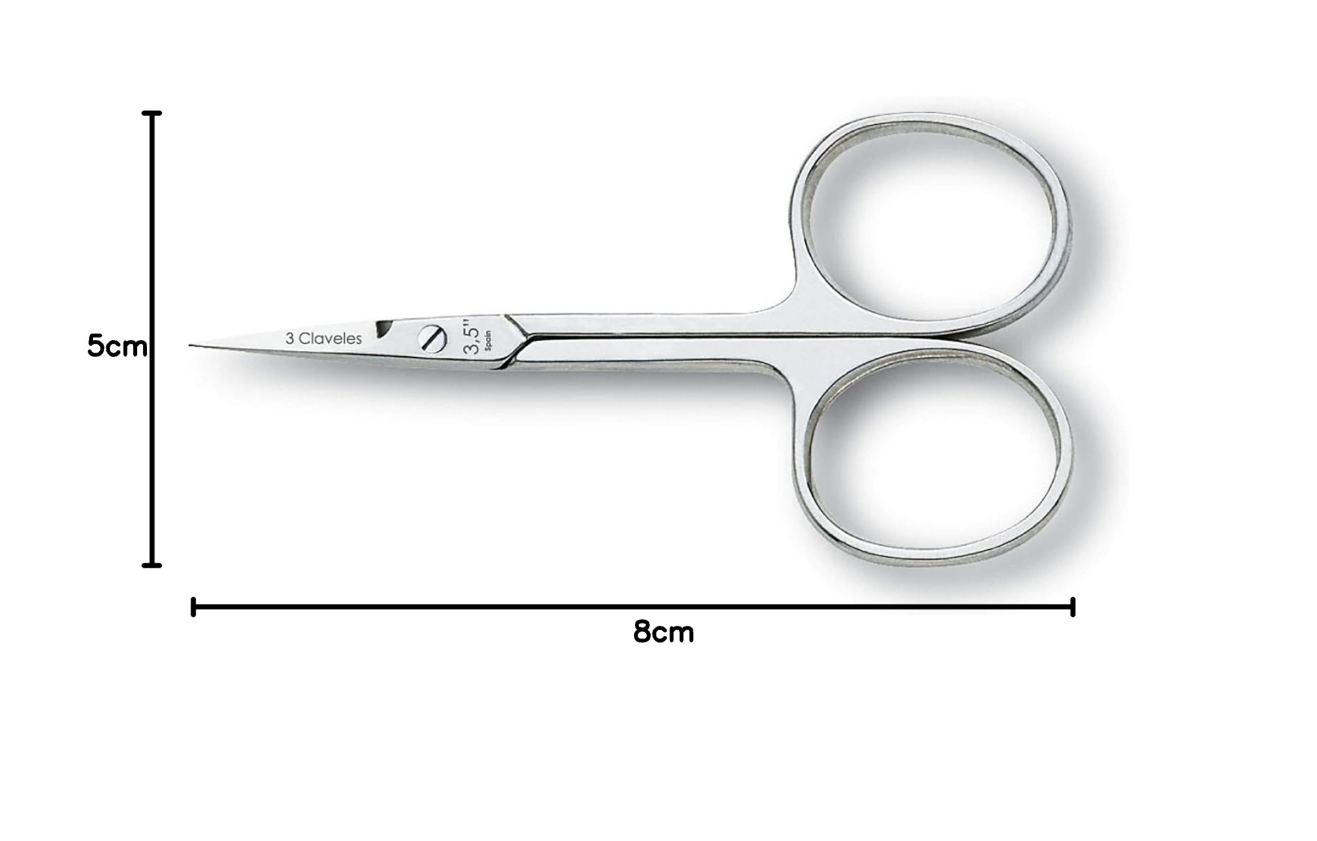 3 Claveles - Tijera Cutículas Recta 9 Cm Manicura Profesional, Para Cortar Cutículas, Acero Carbono, Niquelada, Tijera Recta, 44 g