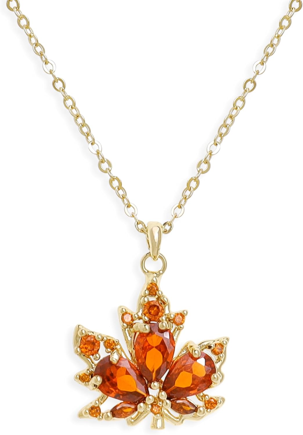 Maple Leaf Pendant Gold Necklace for Women, Dainty Fall leaves Dangle Rhinestone Necklaces Prom Wedding Autumn Jewelry Gift