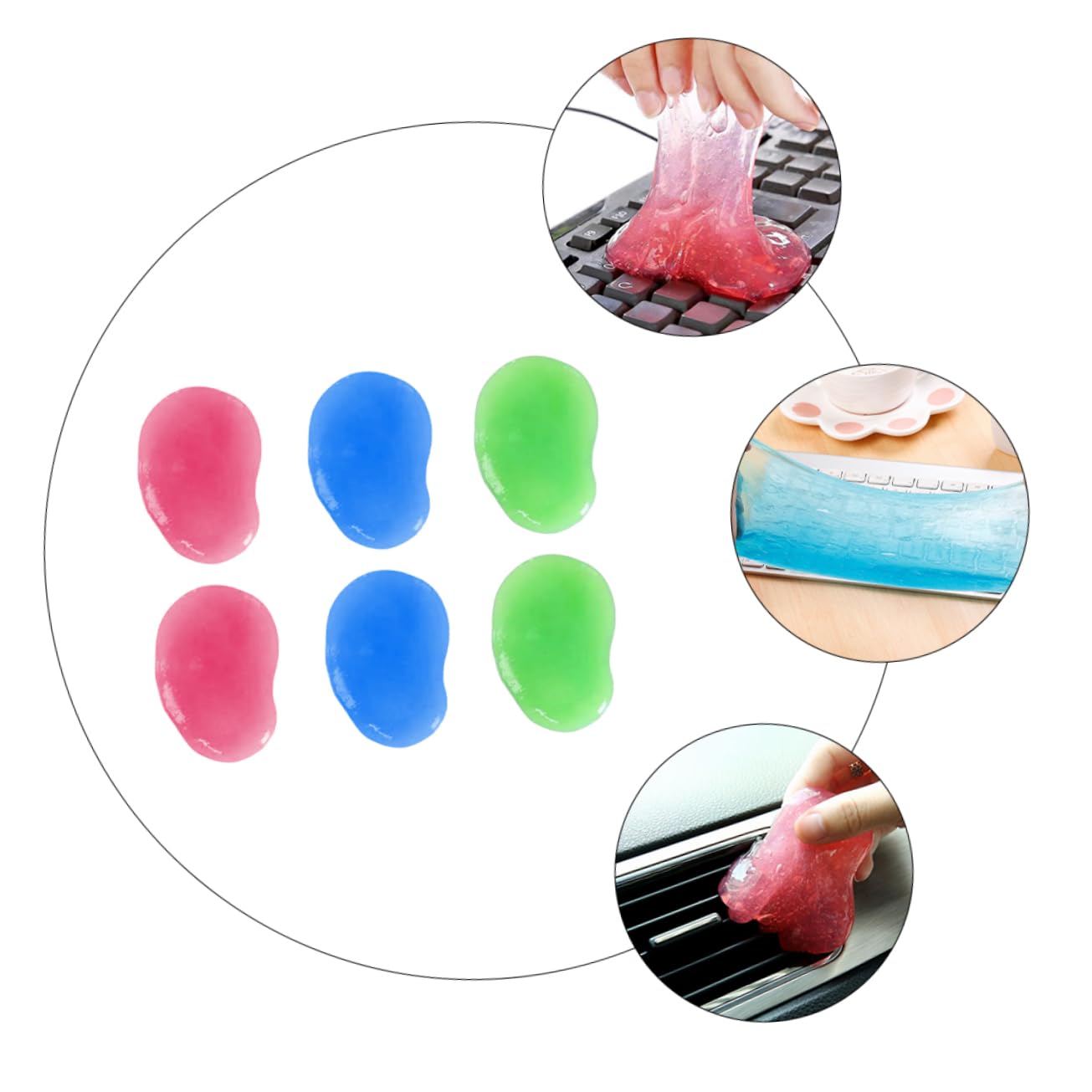 Gel de Limpieza para Teclado PC 20 Unidades, Adhesivo Fuerte y Práctico para Eliminar Polvo en Oficinas y Casas Color Aleatorio
