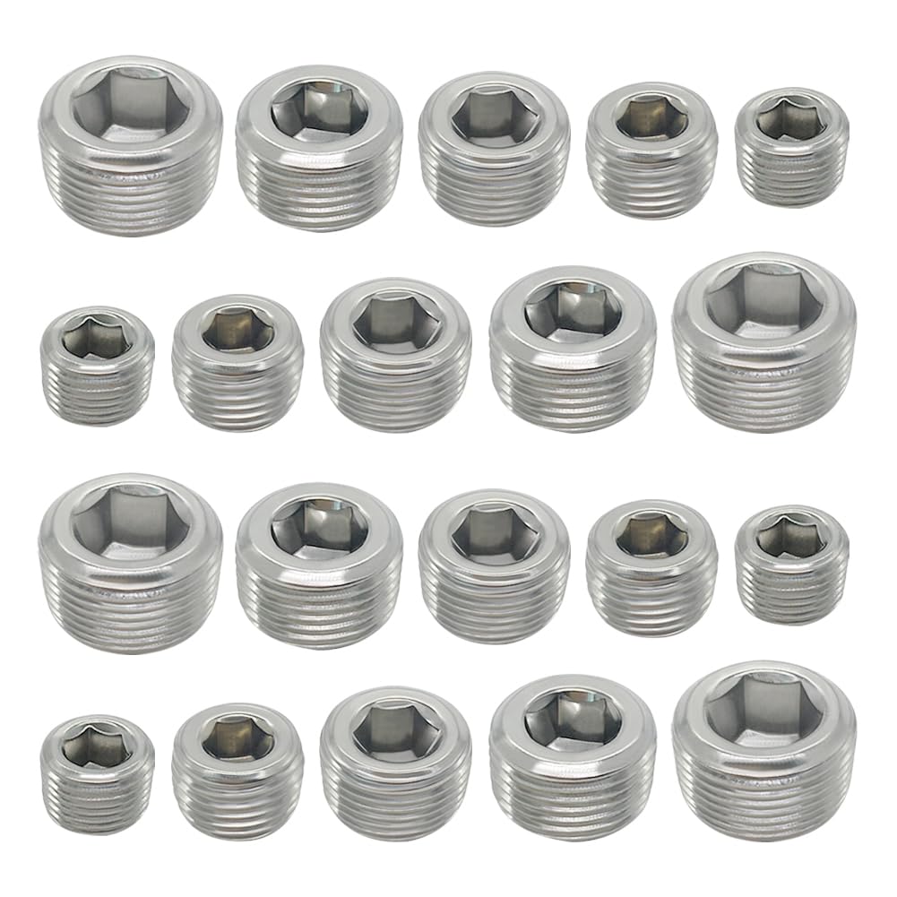 Plug Socket Threads Snapklik.com : 20PCS Stainless Steel Pipe Plugs Set 1/8