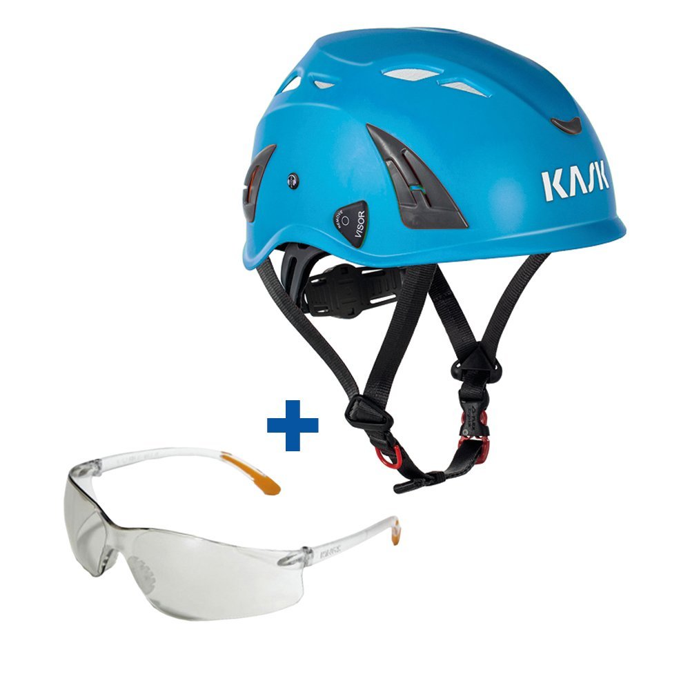 KASK SUPERPLASMA AQ INDUSTRIESCHUTZ -UND KLETTERHELM (ROYAL-BLAU) | INKLUSIVE SCHUTZBRILLE (TRANSPARENT)