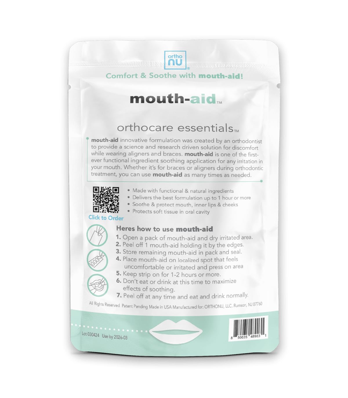 Mouth Aid Oral Relief Patches, Protect and Sooth for Oral Irritation, Adhesive Comfort Patch for Gums and Inner Cheek, 2+ Hours Protection