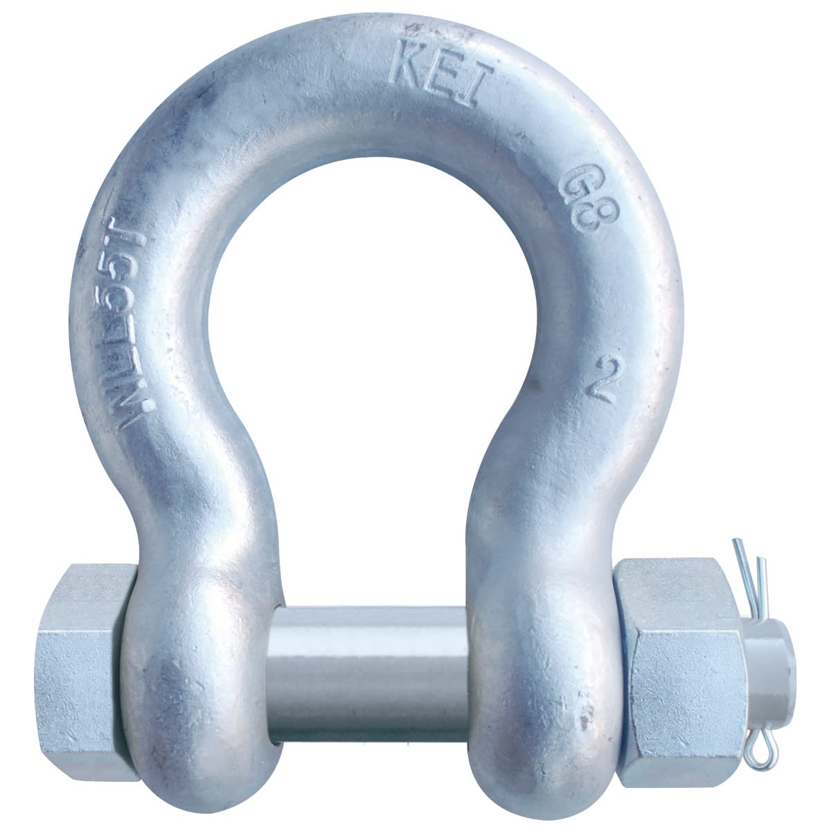 2 G2140 Grade 80 HDG Alloy Anchor Shackle Clevis Bolt Nut WLL 121000 LBS / 55 T Breaking Strength 605000 LBS