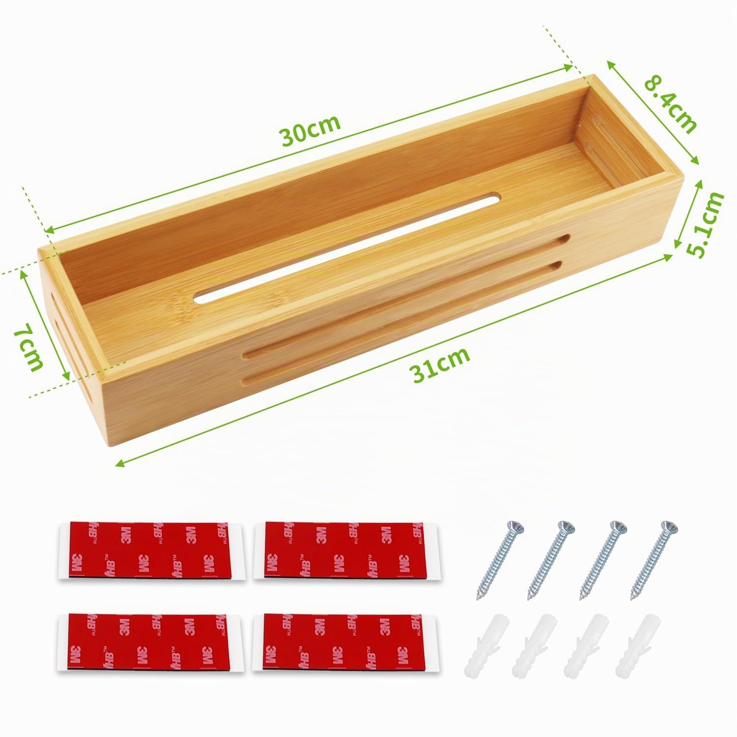 Bambù Porta Spezie Salvaspazio per Cucina, 4 Pezzi Portaspezie da Parete da Appoggio Frigorifero Porta Dell'armadio da Cucina, Autoadesivo o Foratura