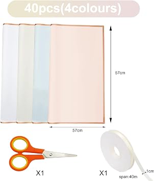 Flower Wrapping Paper, 40 Sheets Bouquet Wrapping Paper Ribbon and Scissors