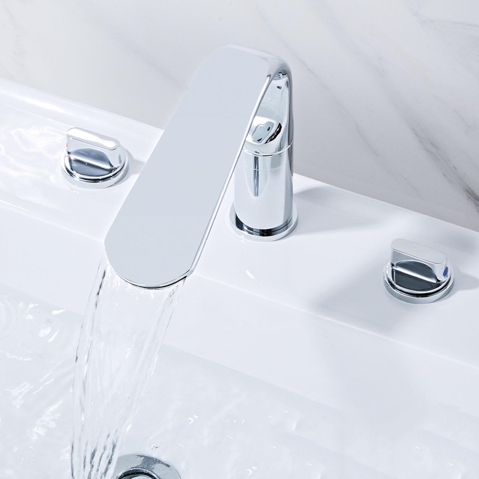 Rubinetto per Lavandino Bagno 3 Fori Ottone Grigio Canna di Fucile