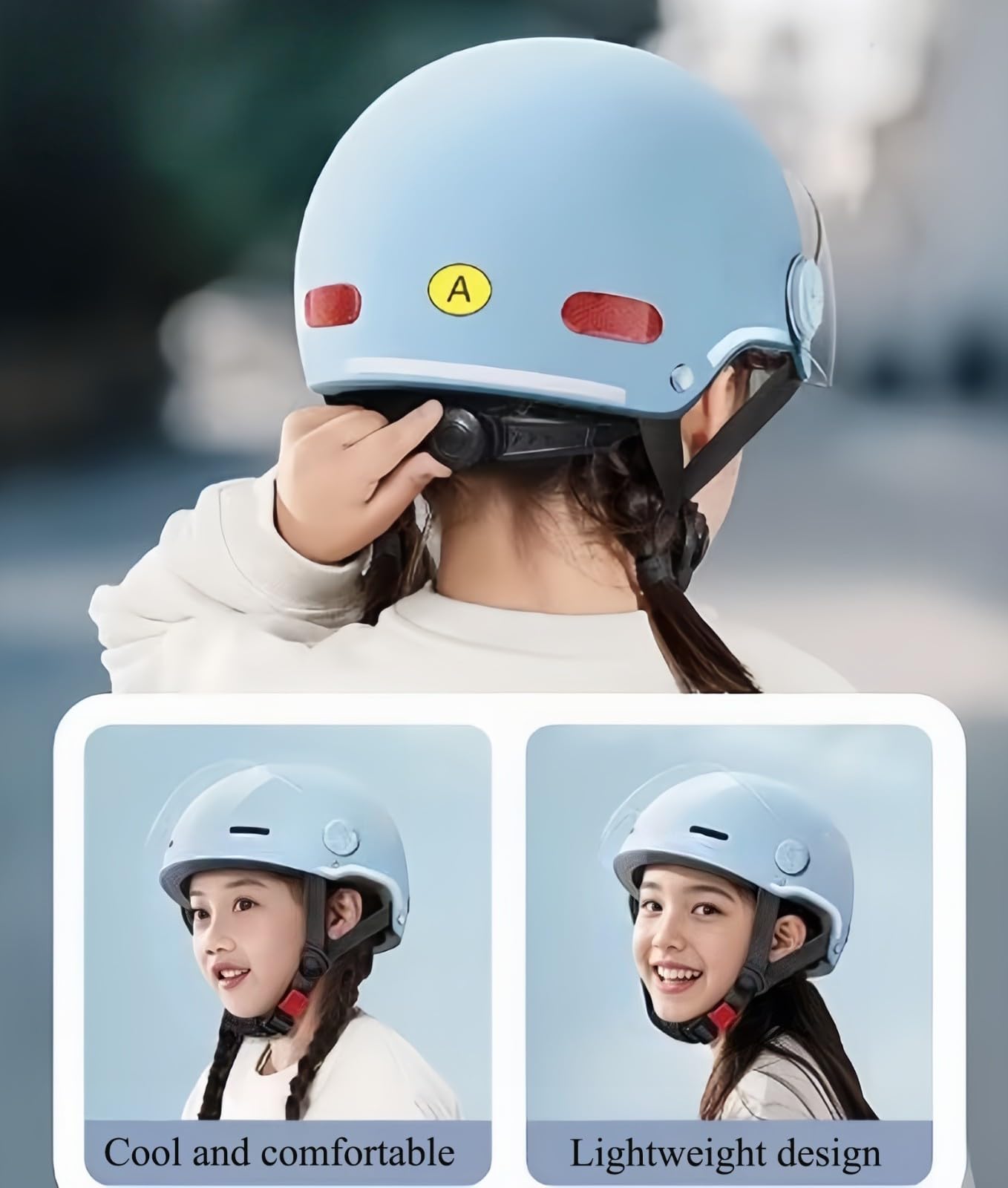 Casco Moto Bambino ECE 22.06 Omologato, Visiera Lunga Antivento, Calotta ABS Leggera, Design Astronauta Spazio, Jet Scooter Ciclismo Bambina Ragazzo Rosa 10,50~56cm