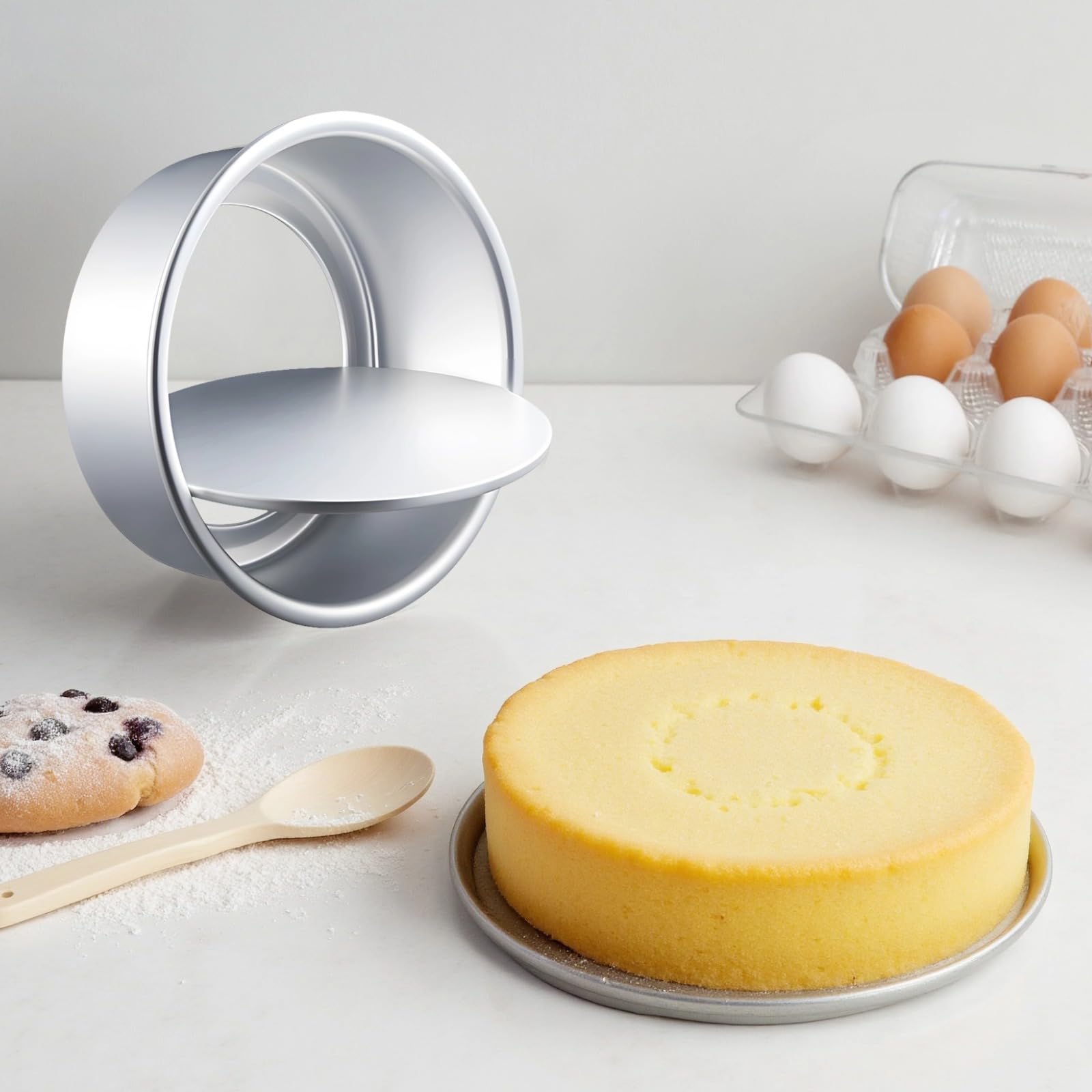 Kuchenform 9 Zoll, aus eloxiertem Aluminium mit auslaufsicherem Design und herausnehmbarem Boden, antihaftbeschichtet, ideal für Cheesecake, Mousse und Backen zu Hause, für gleichmäßige Ergebnisse