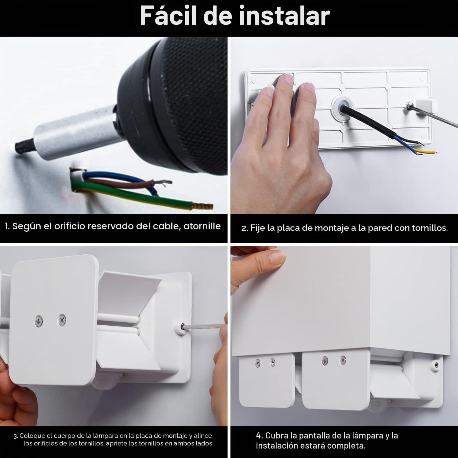 Kingwei 4 Piezas 20W LED Aplique de Pared Exterior Con Detector de Movimiento 3000K Luz Blanca Cálida Luminaria Exterior de Pared IP65 Lámpara de Pared Con Ángulo de Haz Ajustable Diseño Arriba Abajo
