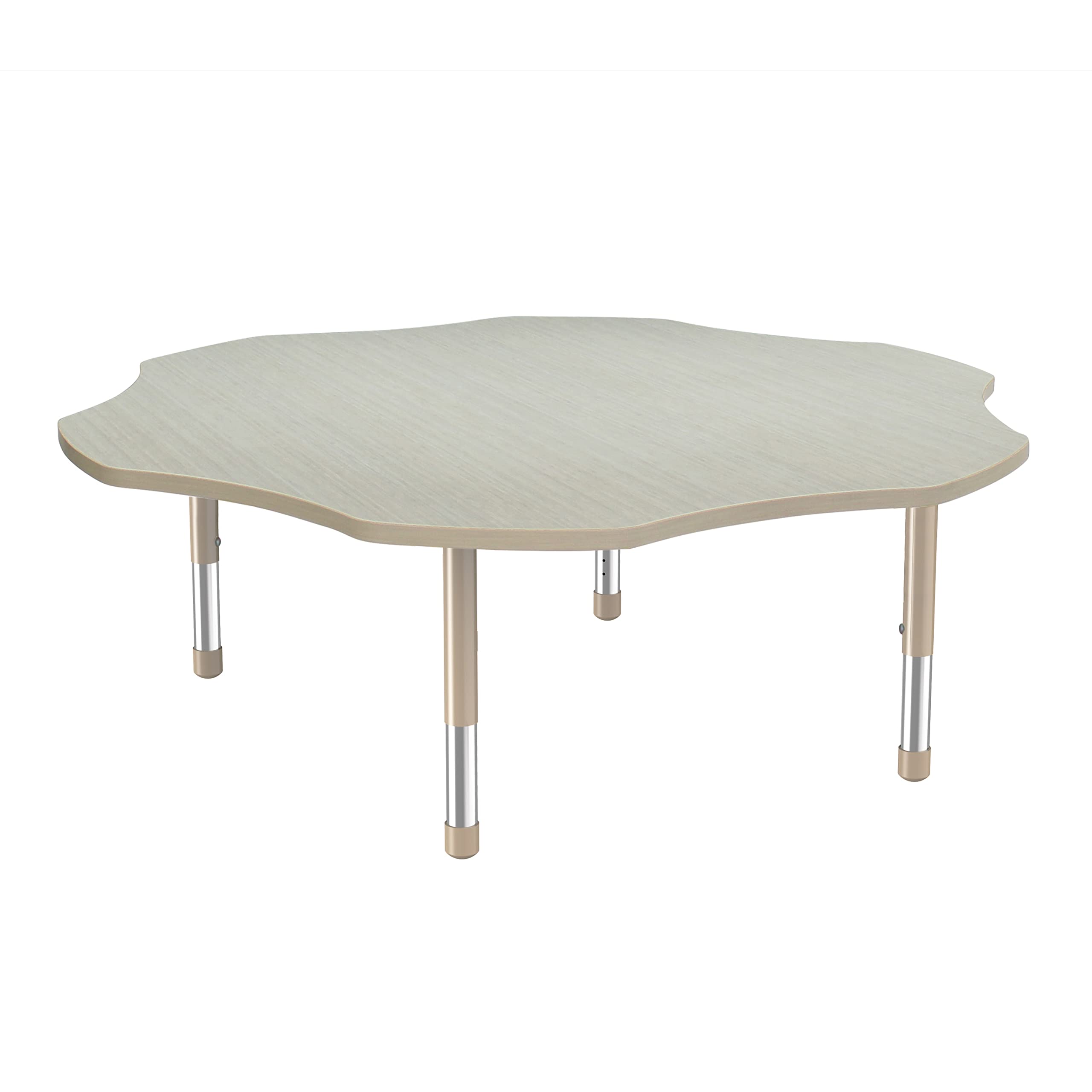 FDP Flower Activity School and Classroom Table (60 inch) with Modern Woodgrain Laminate Top, Chunky Toddler Legs for Early Learning Environments,