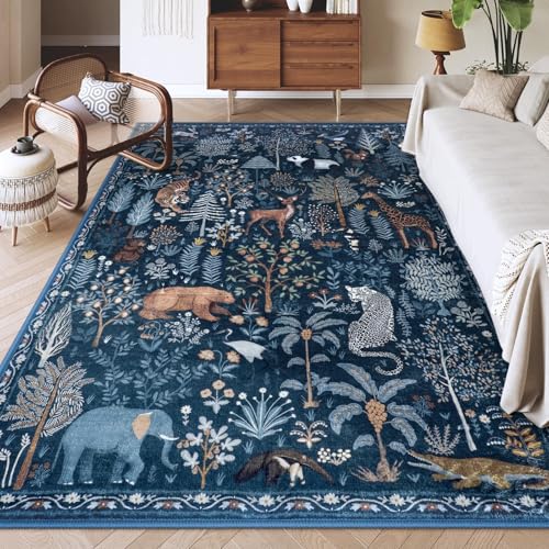 OJIA Jungle Print Rugs for Living Room 8x10 Washable Area