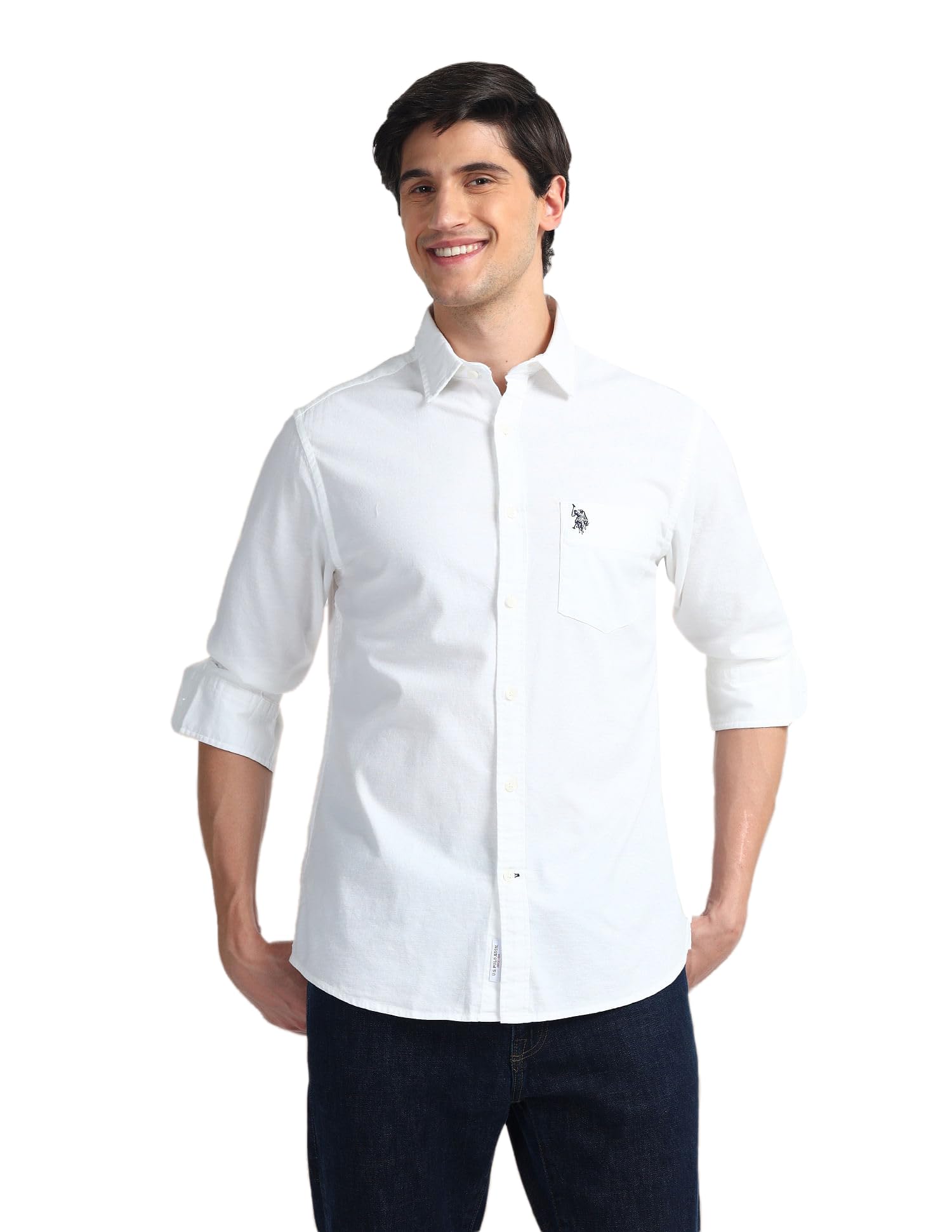U.S. POLO ASSN.Men's Solid Cotton Dobby Tailored Fit Shirt