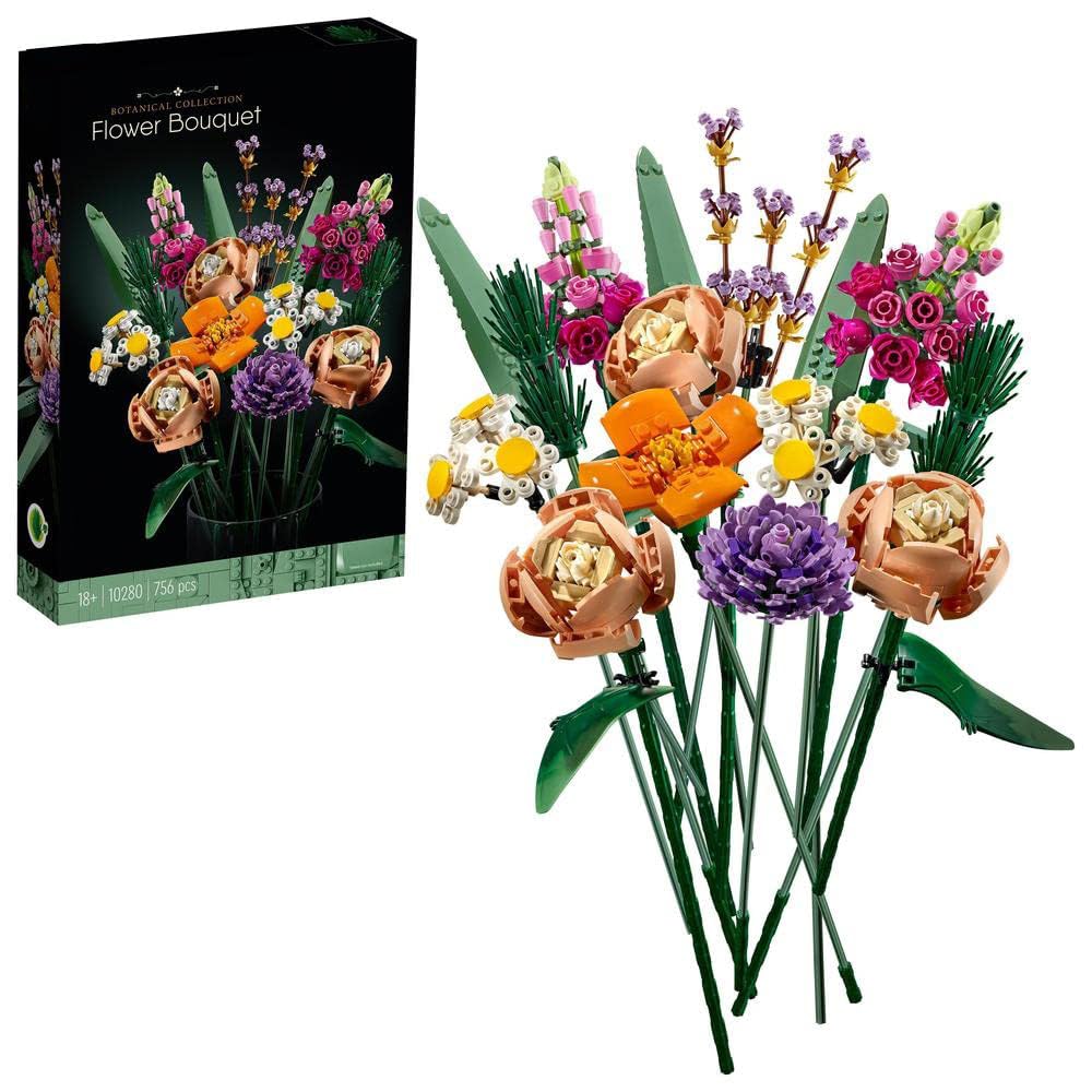 MAKINGTEC10 Ideas Flowers Bouquet Building Set, MAKINGTEC Plant Display Decor Set for The Home or Office, Creative Gift for Adults and Age 14+ (901 Pieces)