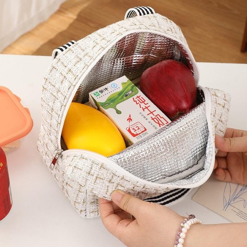 Image of Lunch Bag for Kids, Lunch Bag for Office Men, Women and Kids, Canvas Tiffin Bags for School, Picnic, Work, Carry Bag for Lunch Box and Water Bottle (Pink Sparkle)