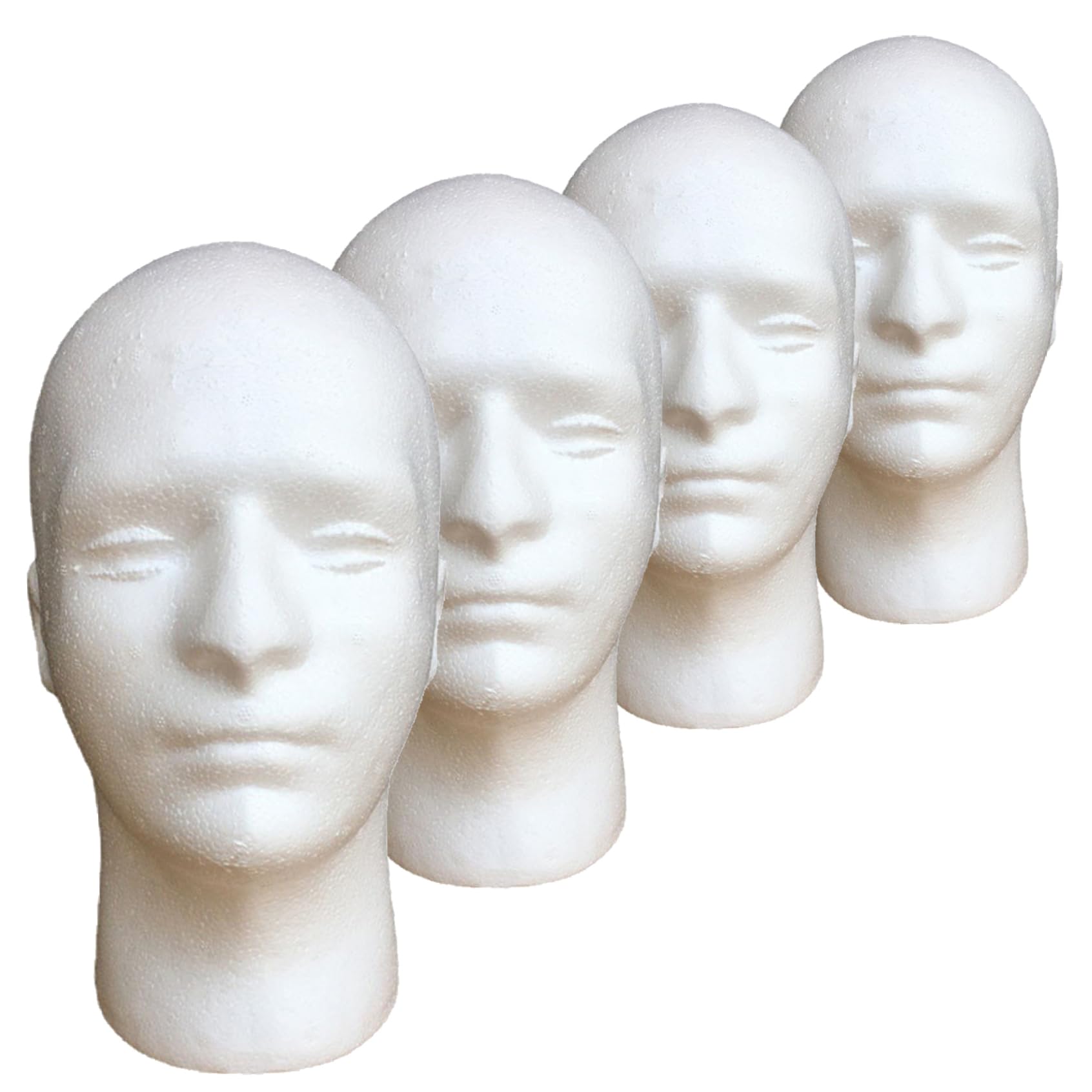 4PCS -Schaumkopf, Styroporkopf, männliche Schaumkopfform, Schaufensterpuppe für Masken, Hüte, Perücken, Halloween -Dekoration