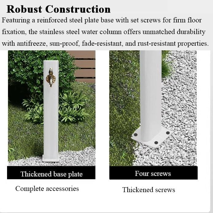 屋外中庭柱型蛇口、垂直ガーデン蛇口柱、自立型水道噴水スタンドホースホルダー、ヴィラ中庭芝生学校公園ワークショップ灌漑用(底部給水口)