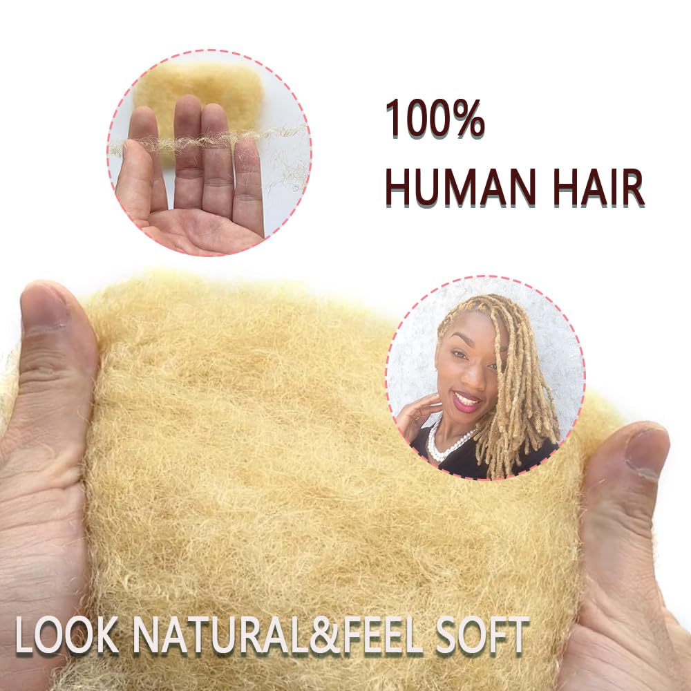 Afro Kinky Bulk Human Hair For Dreadlock Extensions Repair Locs,Twist Braiding, 100% Human Braiding Hair can be bleached and dyed 30Grams each bundles Total #613 (8 Inch 3 Bundles/Pack)