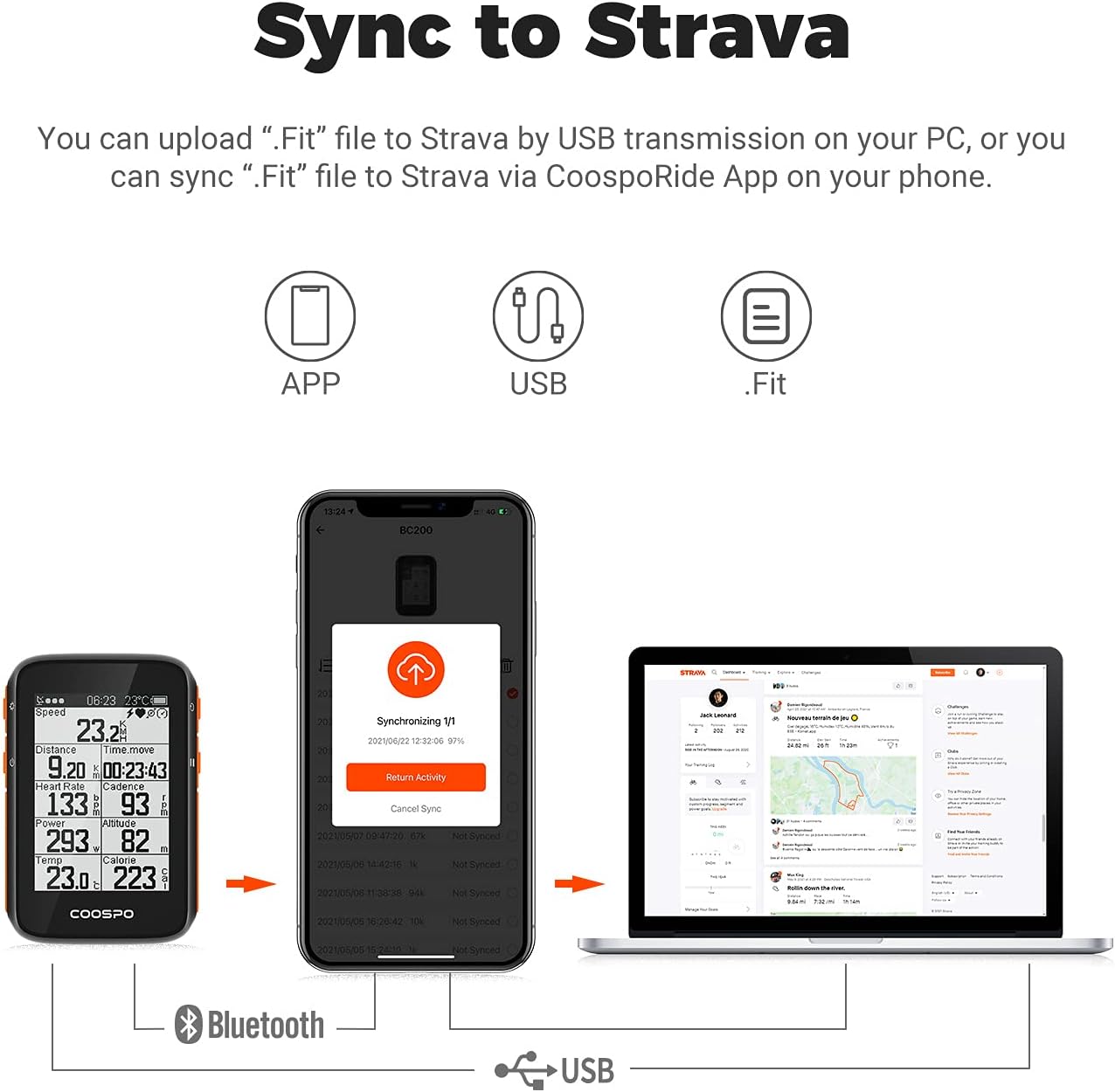 CooSpo Bike Computer GPS Wireless Bluetooth 5.0 & ANT+ Cycling Computer Waterproof Bicycle Speedometer with Auto Backlight 2.4 inch Large LCD Display : Sports & Outdoors