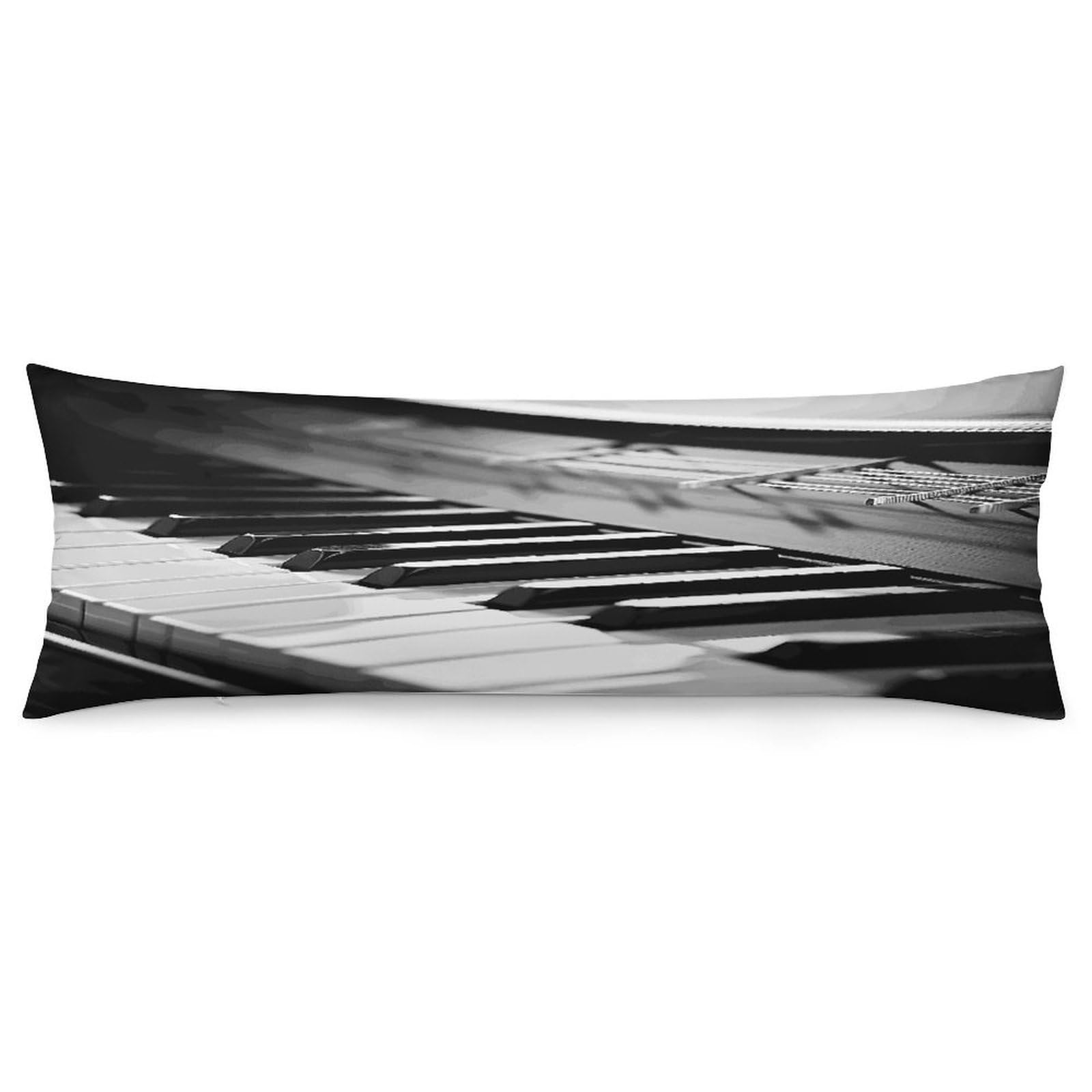 Piano Image Pillowcase Long Body Pillow Cover Soft Decorative Body Pillow Case Breathable Large Pillowcase Cute Cozy Pillow Protector for Bed Sofa Couch Room 18.9 X 53 Inch