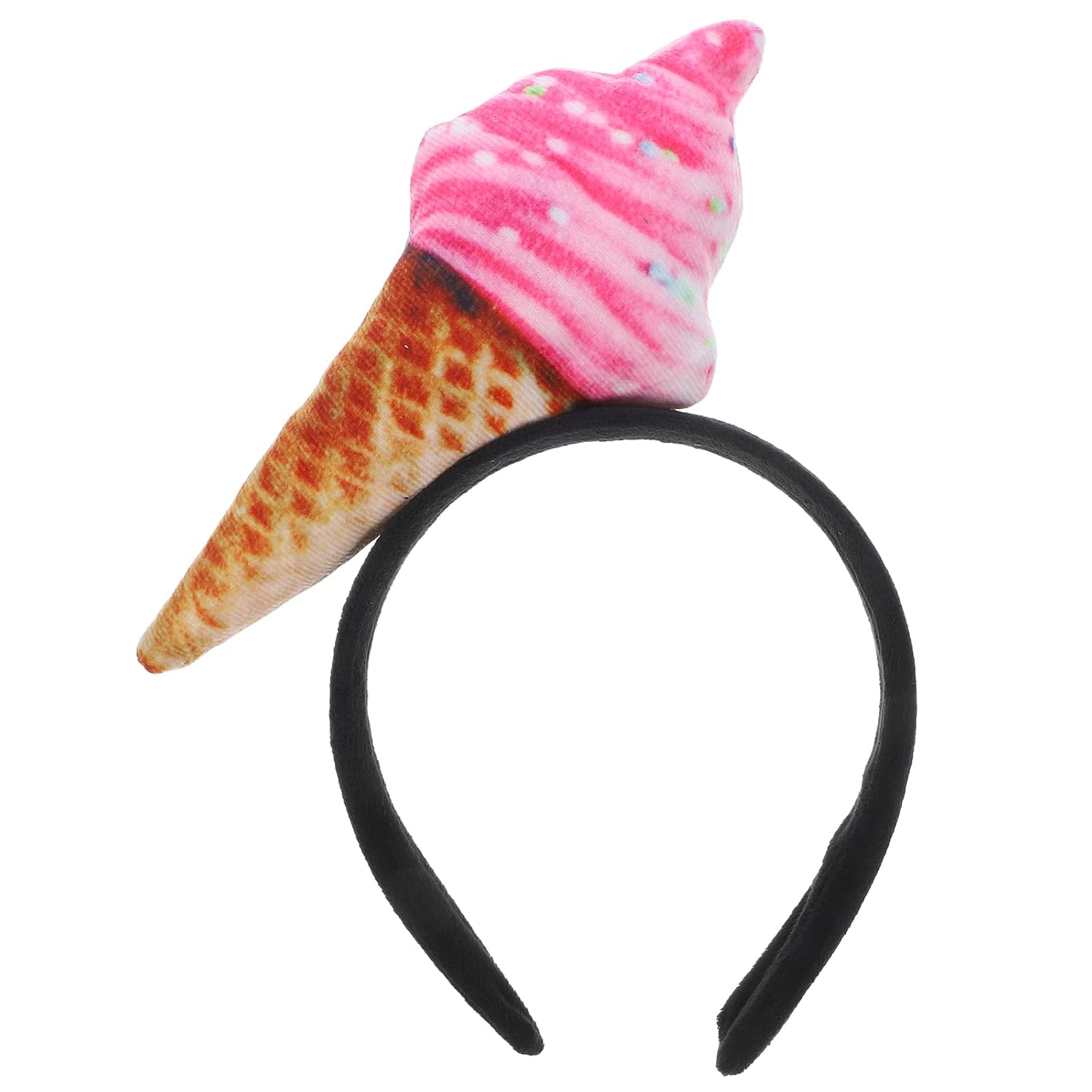 Beavorty 1Pcs Ice Cream Headband Ice Cream Cone Shape Headpiece Party Hat Costume Novelty Headwear Dessert Headpiece Food Cosplay for Party