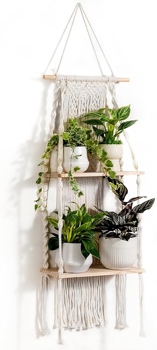 Bamworld Plant Wall Shelf Wall Plant Holder Macrame Wall