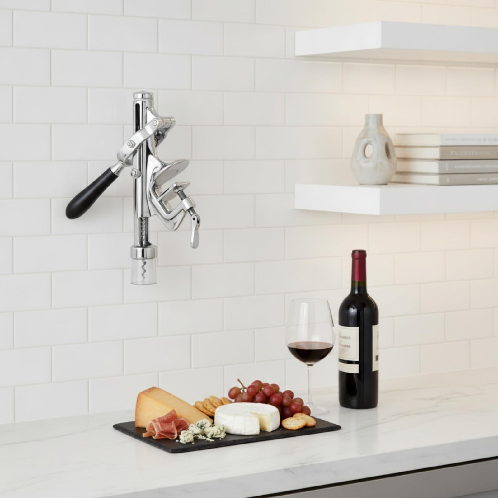Sharplace montierter Korkenzieher Weinöffner Flaschenöffner Hebelöffner Halbautomatisch Edelstahl Zinklegierung Stabil Montierbar An Oder Tisch für Haushalt Gastronomie Veranstaltungen