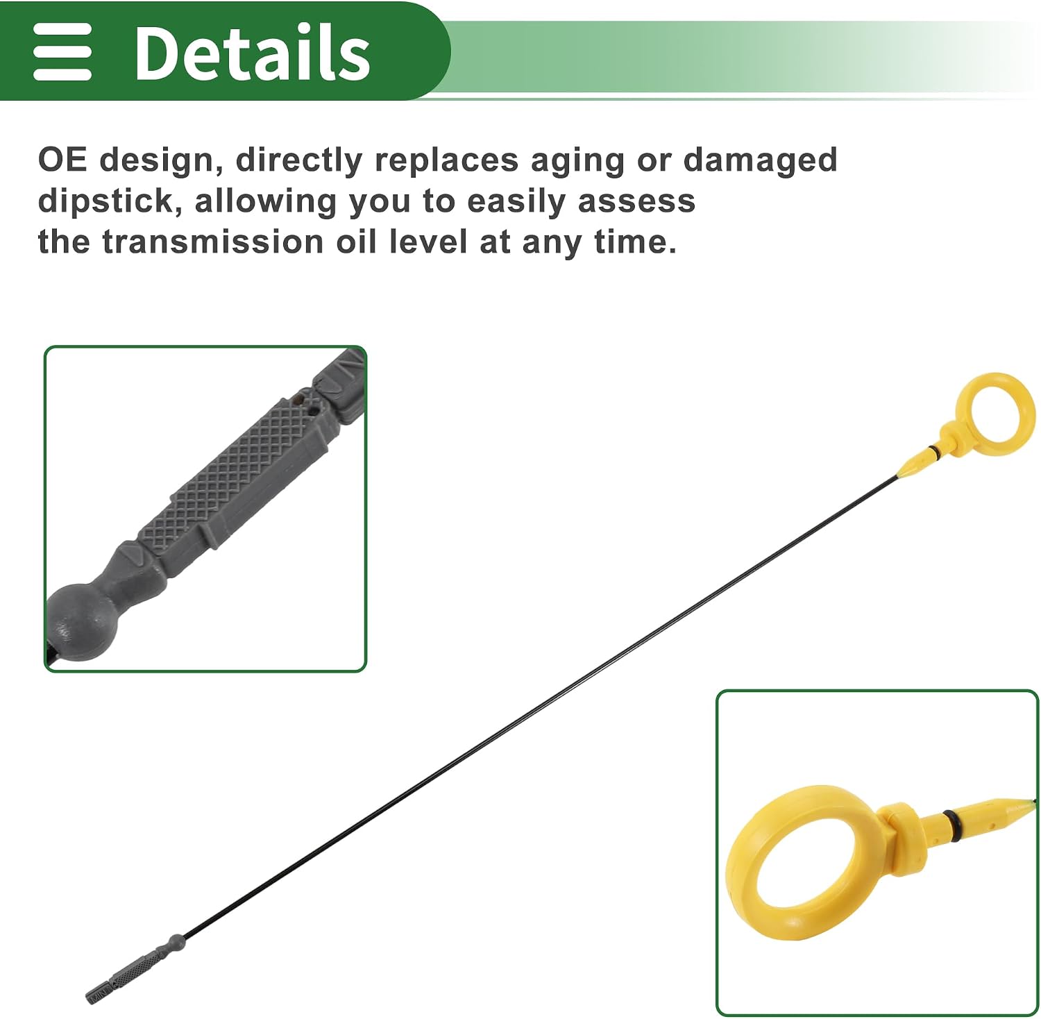 Motoforti Engine Oil Dipstick Oil Level Dip Stick Double Hole Indicator for Audi A4 3.2L V6 A/T Quattro Base Sedan 2009 Plastic No.06E115611H Yellow