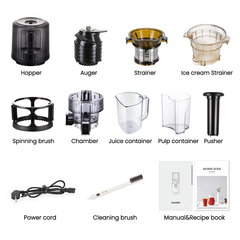 Hurom H70ST Neuer Slow Juicer | Elektrische Kaltpresse | Entsafter für Gemüse & Obst | 1.8L Kapazität | Automatische Entsaftungsfunktion | BPA-frei | 15 Jahre Garantie | 150W | Titangrau