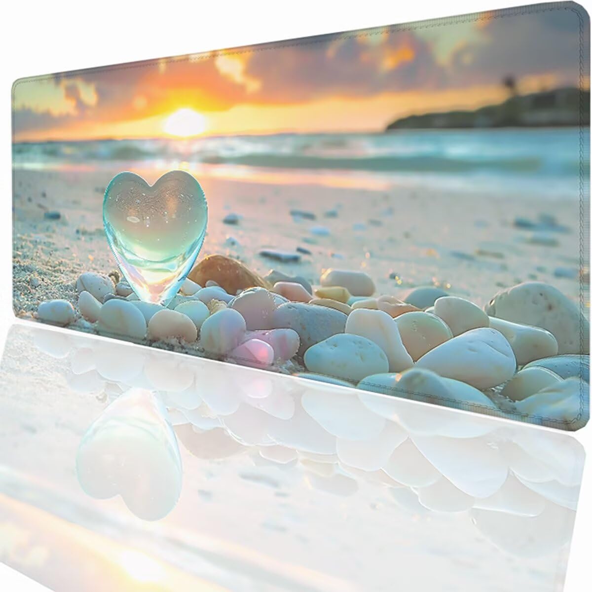 Tappetino per Mouse Gaming XXL 1200x600x3mm – Ufficio Mousepad Grande Migliora la Velocità e la Precisione Tenuta Stabile Sottomano per Ufficio e Casa Accessori Scrivania Tramonto Spiaggia LMDT2120