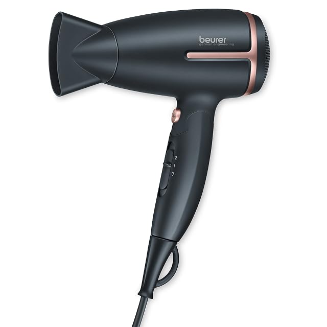 Beurer HC25 Travel Hair Dryer for with Voltage Switch Powerful Blow Dryrer with Ion Function 1600W Anti Frizz