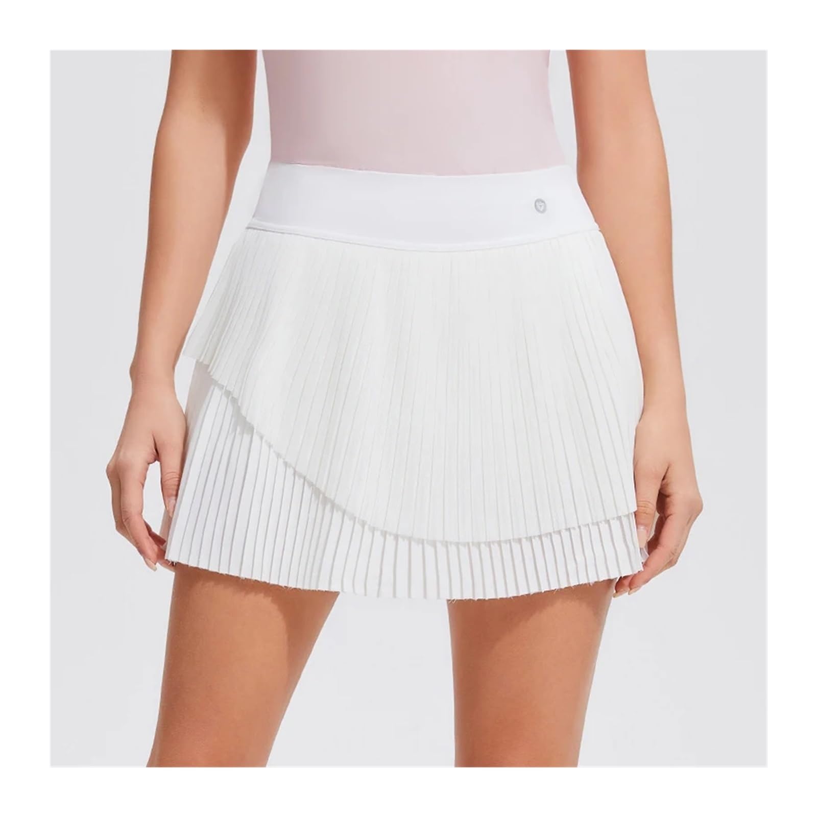 Tennis Outfit Damen Kurzer Yoga-Rock, gefälschter Zweiteiliger, schnell trocknender Sport-Kurzrock for Damen, Golf-Tennisrock for den Außenbereich(White,S)
