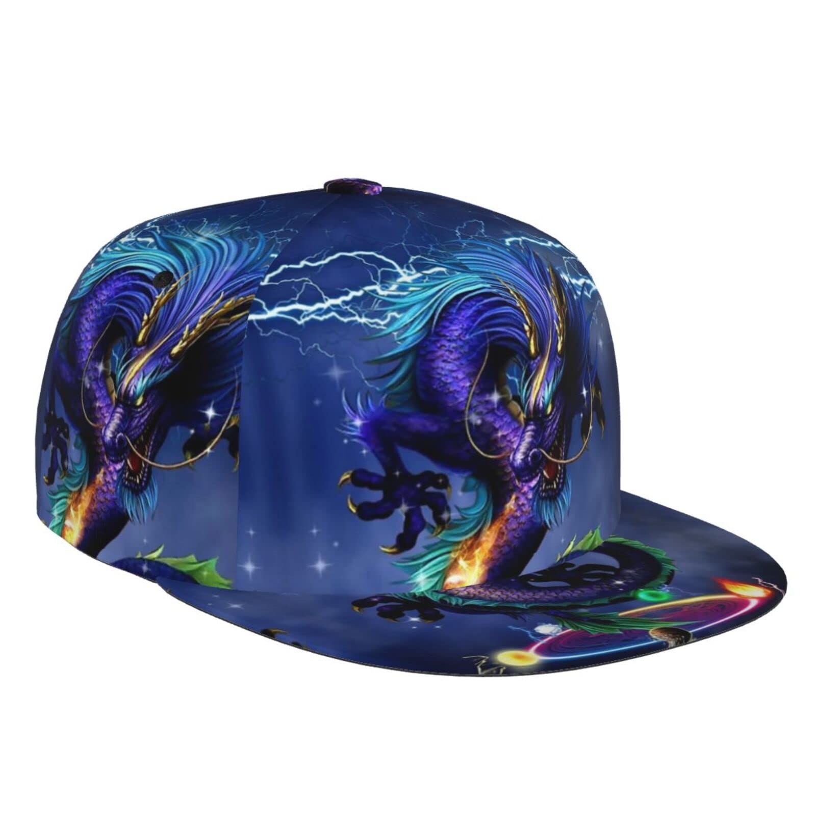 Dragon Baseball Cap Cool Hat Fashion Flat Bill Brim Adjustable Hats Dragon Cap for Men Women