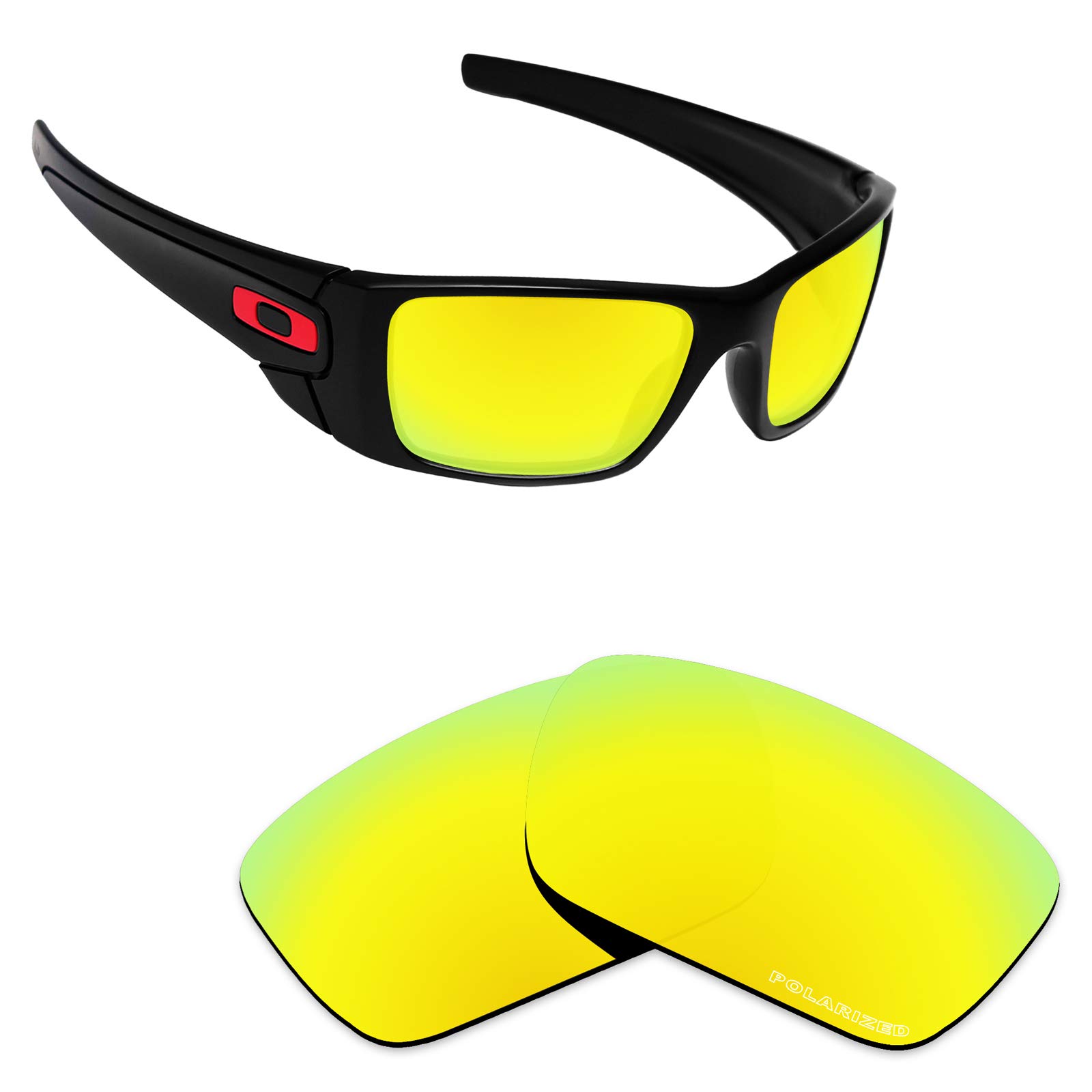 Alphax 24K Gold Optimized Polarized Engraved Replacement Lenses for Oakley Fuel Cell OO9096