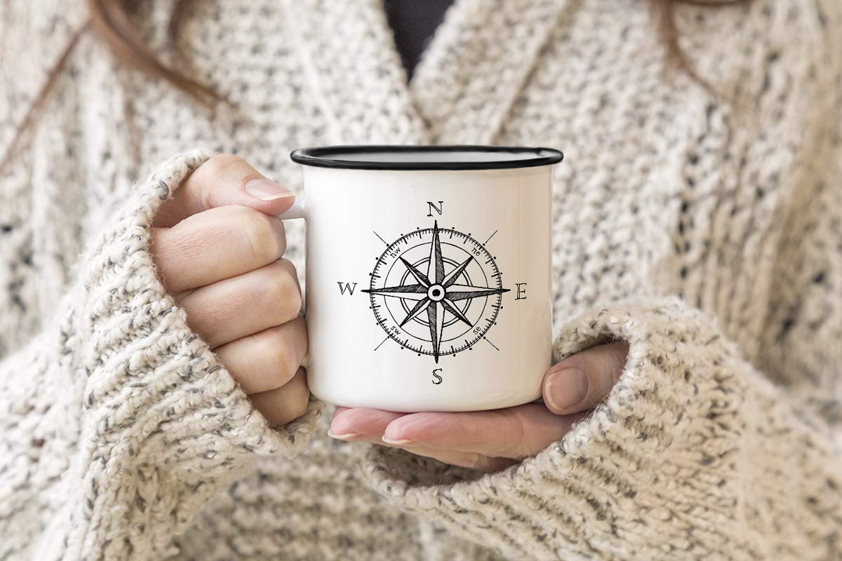 Moonworks Emaille Tasse – „Und Am Ende Ergibt Alles Einen Gin“-Spruch, Weiß-schwarz