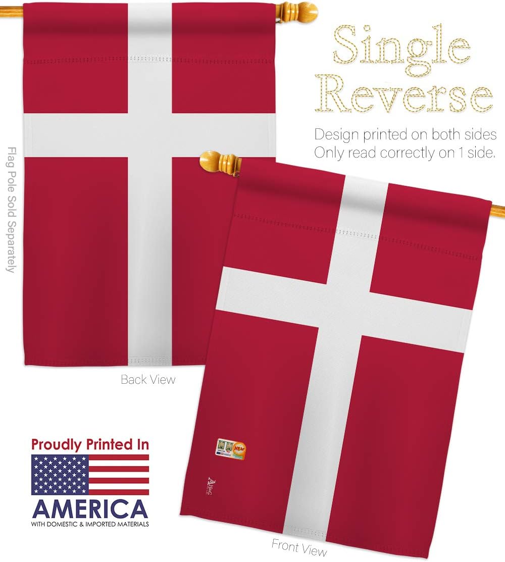 Denmark House Flag Regional Nationality Nation International World Country Particular Area Small Decorative Gift Yard Banner Made In USA 28 X 40