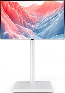 Swivel TV Floor Stand for 32-60 inch TVs, Height Adjustable TV Mount with Stable Base, Holds 88 lbs, Fixed Position Stand for Living Room, Bedroom, Home Office White