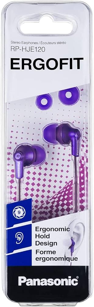 Amazon.com: Panasonic ErgoFit Wired Earbuds, 3.5mm Jack in-Ear Headphones  with Dynamic Crystal-Clear Sound and Soft Ergonomic Custom-Fit Earpieces  (S/M/L), for Phones and Laptops - RP-HJE120-VA (Metallic Purple) :  Electronics
