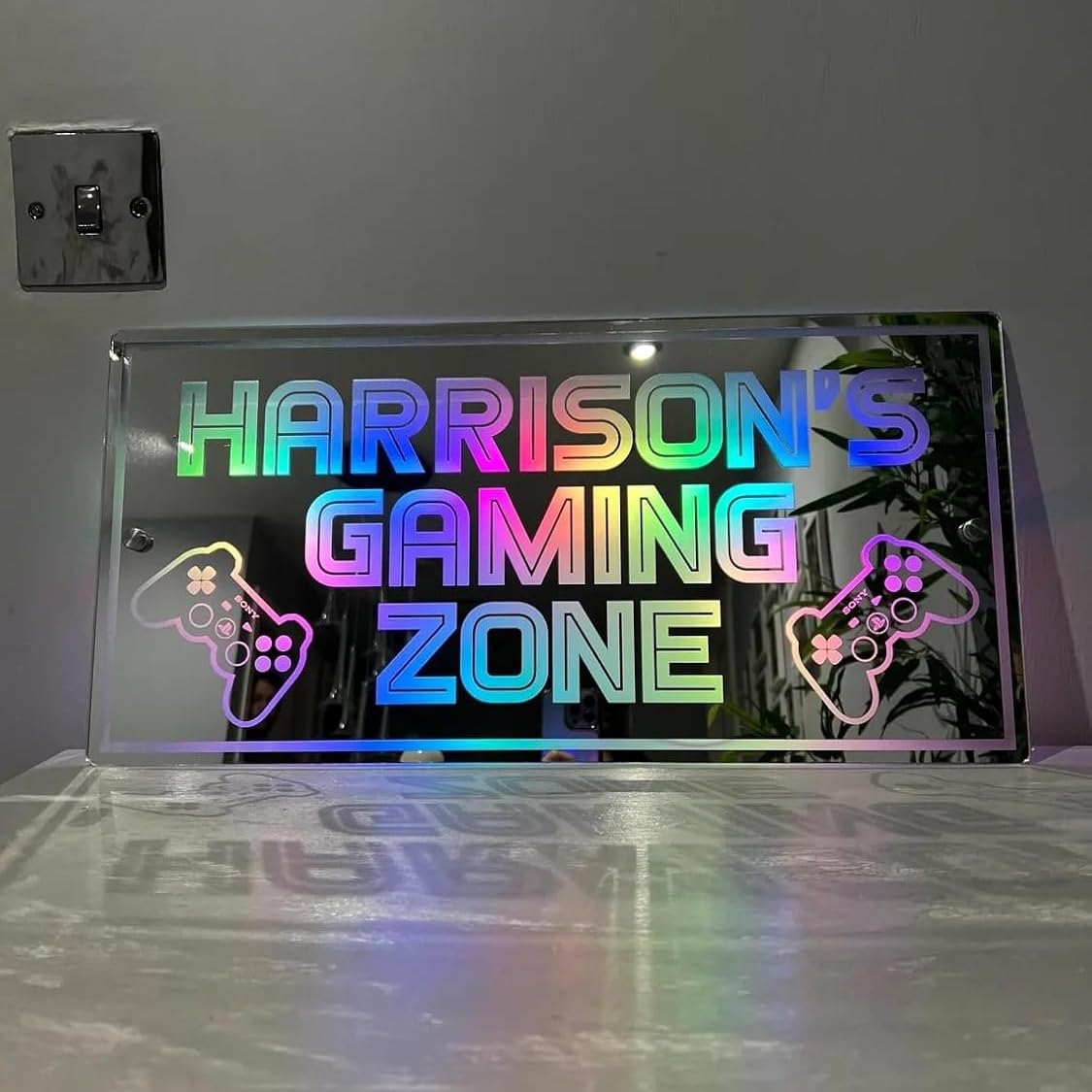 Personalized LED Game Neon Sign Custom Mirrored Colorful Gamer Neon Light USB Powered Gaming Signs for Game Zone Video Room Boy Bedroom Wall Decor — image 1