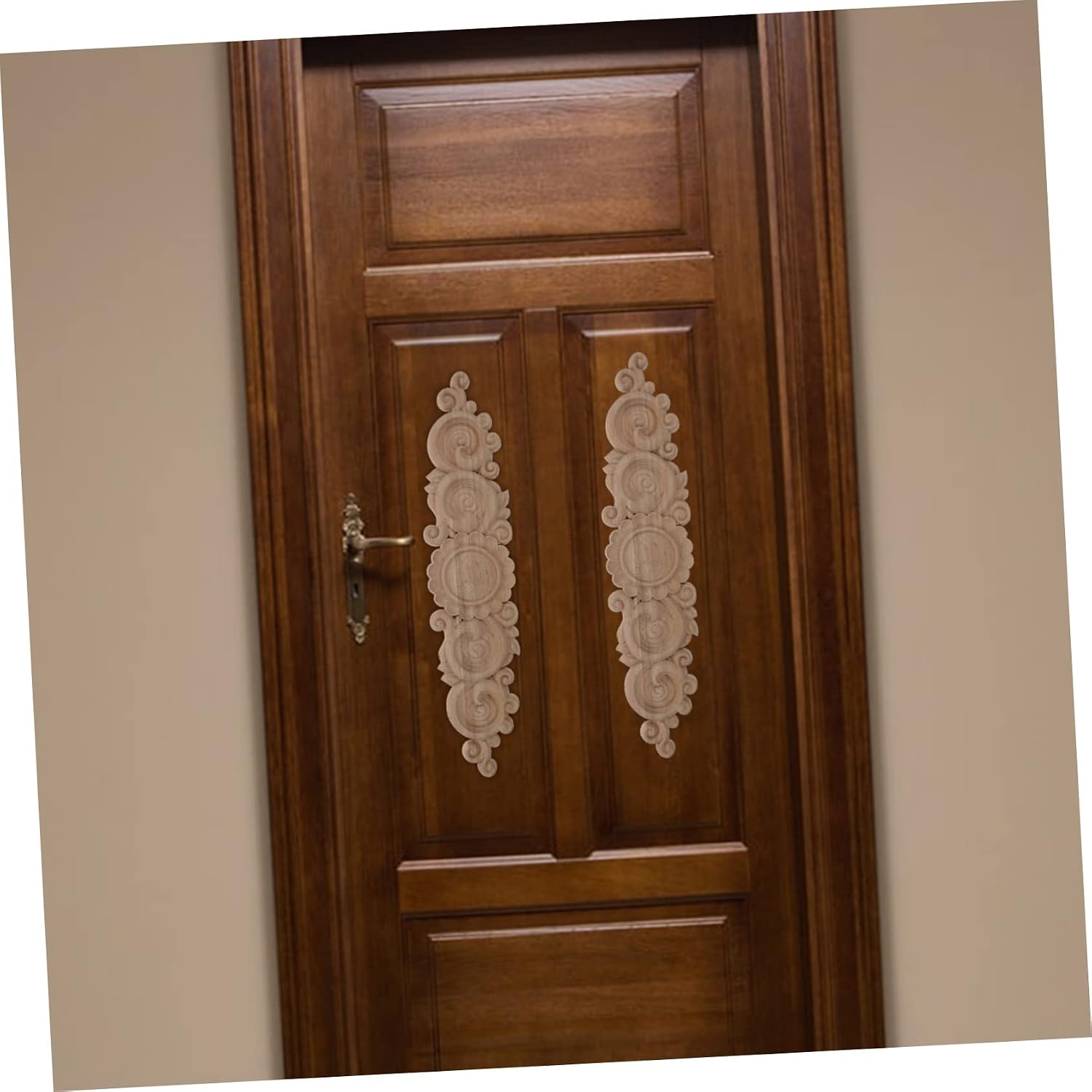 1pc Carved Applique Decorative Furniture Decal for Cabinet Elegant Wood Onlay Decor Carving Design DIY Light Finish for Home Aesthetic