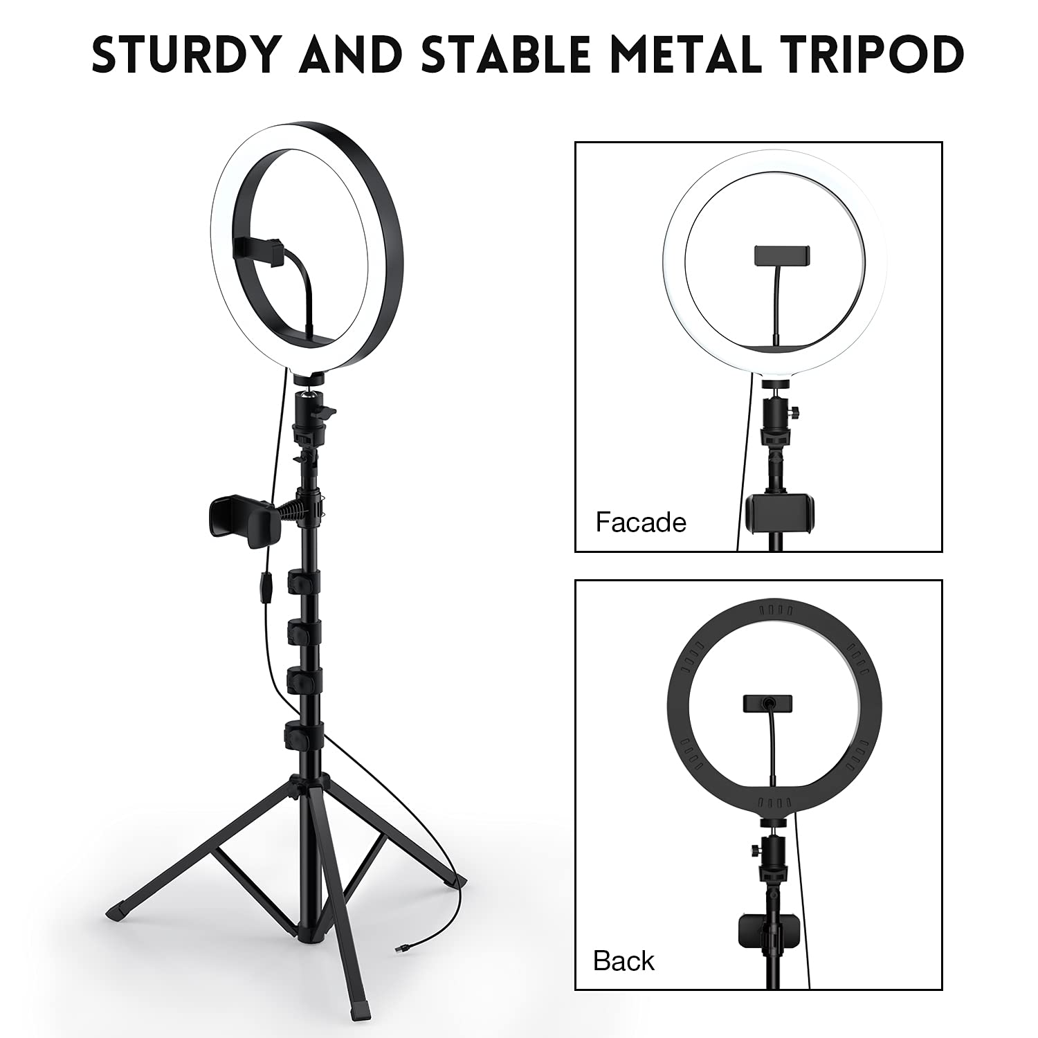 LDesign Luce ad Anello LED 10,2'' con Stativo Treppiede, Ring Light con 3 Modalità di Illuminazione &10 Luminosità, Lampada Selfie con Telecomando per Tik Tok/ YouTube/ Streaming/ Trucco/ Foto
