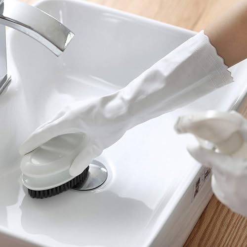 Miniatura 7 de HSL Guantes de limpieza para el hogar - Guantes reutilizables para lavar platos de cocina con forro de algodón, libres de látex, impermeables,