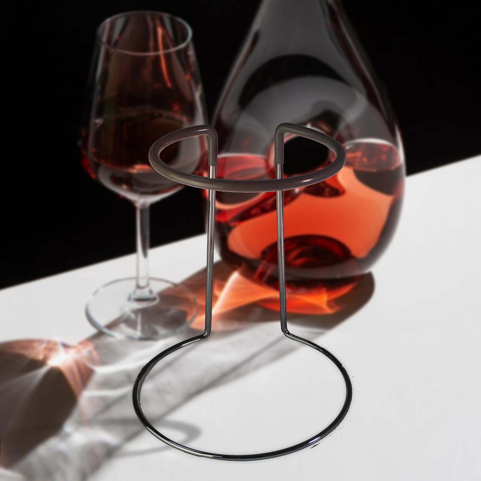 Soporte para Secado Decantador de Vino 25 cm, Parte Revestida de Goma Antirrayas, Organizador de Cristalería