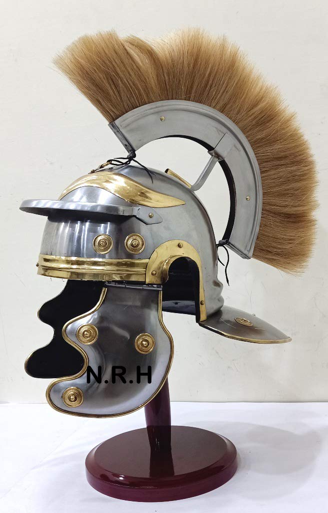 Nautical Replica Hub Roman Centurion Helmet | Mens Wearable Spartan Helmets Medieval Costume Halloween Helmet | Liner Reenactment Helmet With Stand